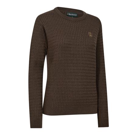 Camisola Feminina Deerhunter Lady Harrington Cable Knit - Brown Melange
