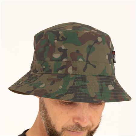 CAPPELLO A SECCHIELLO TRAKKER REVERSIBLE WATER-RESISTANT BUCKET HAT - KAKI/MIMETICO