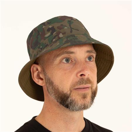 CAPPELLO A SECCHIELLO TRAKKER REVERSIBLE WATER-RESISTANT BUCKET HAT - KAKI/MIMETICO