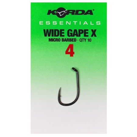 CARP HOOK KORDA ESSENTIALS WIDE GAPE X BARBED