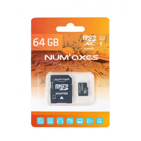 Carte Mémoire Micro Sdxc Numaxes Classe 10 Avec Adaptateur 64 Go