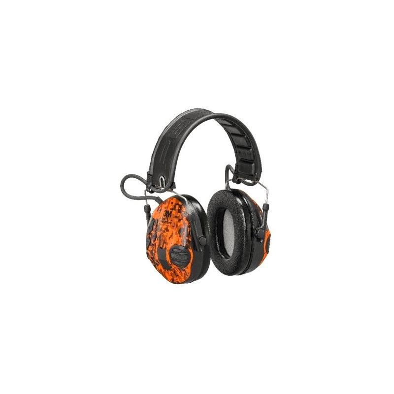 Casque anti bruit peltor spottac coquilles vertes/oranges digital camo