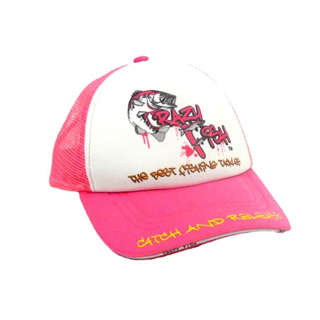 Casquette Homme Crazy Fish Trucker Original - Blanc/Rose -