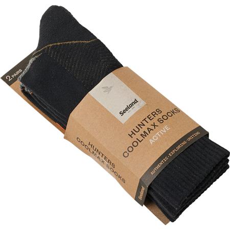 CHAUSSETTES HOMME SEELAND FIELD COOLMAX 2 PACK - BLACK/DARK GREY