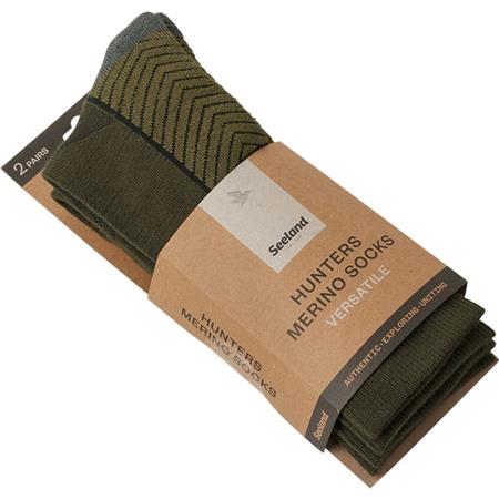 CHAUSSETTES HOMME SEELAND FIELD MERINO 2 PACK - PINE GREEN/MILITARY OLIVE