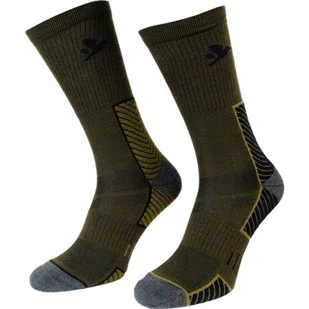 CHAUSSETTES HOMME SEELAND FIELD MERINO 2 PACK - PINE GREEN/MILITARY OLIVE