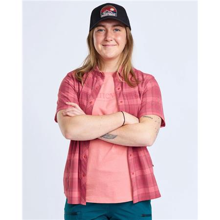 CHEMISE MANCHES COURTES FEMME PINEWOOD ABISKO TREKKING S/S - LANTANA PINK
