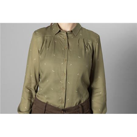 CHEMISE MANCHES LONGUES FEMME HARKILA XXX LADY - DUST GREEN/FLYING DUCKS