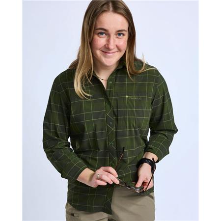 CHEMISE MANCHES LONGUES FEMME PINEWOOD ABISKO TREKKING L/S - MOSS GREEN