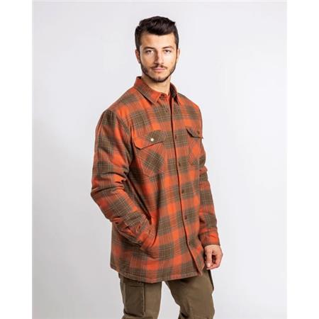 CHEMISE MANCHES LONGUES HOMME PINEWOOD FINNVEDEN CHECK PADD - TERRACOTTA/OLIVE