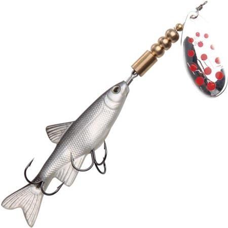 Colher Giratória Evia Minnow Mod 11Bis Naturel - Argent Points Rouges