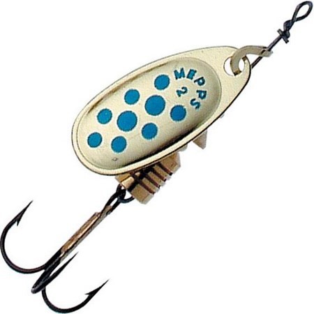 Colher Giratória Mepps Comet Ouro Ponto Azul