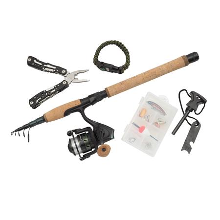 Conjunto Spinning Telescópicosuporte Abu Garcia Diplomat Wilderness Survival Tele Combo