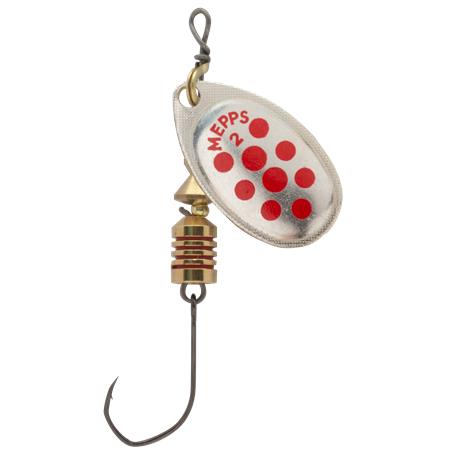 Cucharilla Giratoria Mepps Aglia Anzuelo Simple Plateado Punta Roja