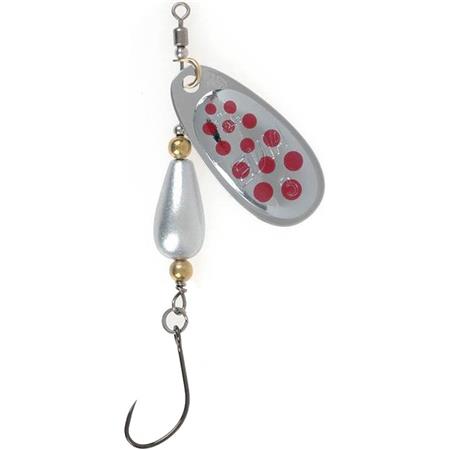 Cuiller Tournante Evia Dotty Max Mod 11M Hameçon Simple Sans Boucle - Argent Points Rouge