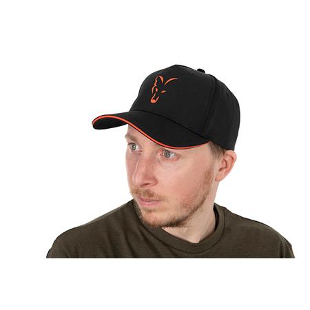CZAPKA MĘSKA FOX COLLECTION BASEBALL CAP BLACK & ORANGE - CZARNY