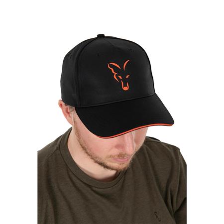 CZAPKA MĘSKA FOX COLLECTION BASEBALL CAP BLACK & ORANGE - CZARNY