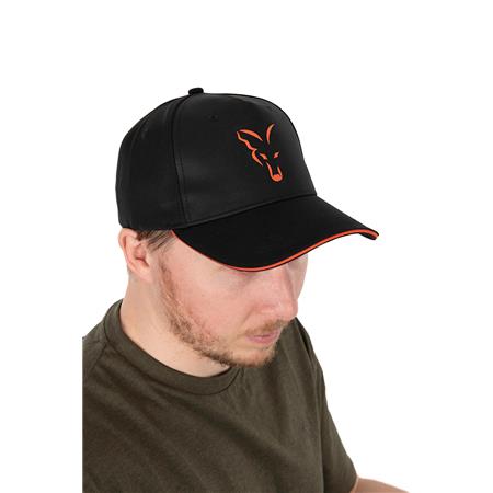 CZAPKA MĘSKA FOX COLLECTION BASEBALL CAP BLACK & ORANGE - CZARNY