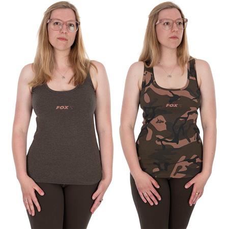 Dame-Tanktop Fox Womens Vests Twin Pack - Khaki/Camo - Pakke Med 2