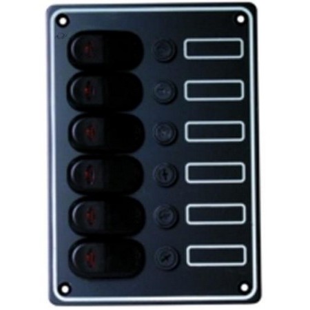 ELEKTRISCH BORD PLASTIMO ETANCHE ALUMINIUM NOIR - 6 INTERRUPTEURS
