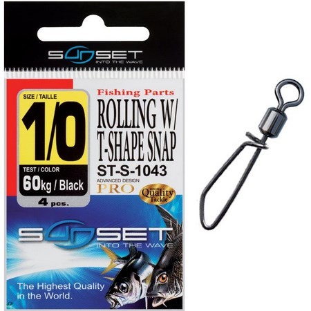 Emerillon Agrafe Mar Sunset Rolling W / T-Shape Snap St-S-1043 - Pack De 4