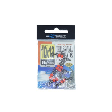 Emerillon Rotatif Mer Sunset Triple Swivel W / Beads St-S-1706 - Pack -   N°10X12