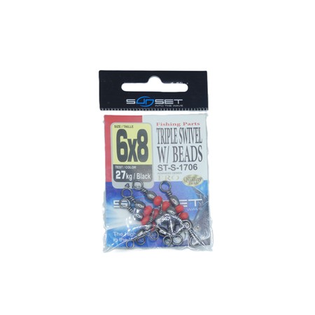 Emerillon Rotatif Mer Sunset Triple Swivel W / Beads St-S-1706 - Pack - N°6X8