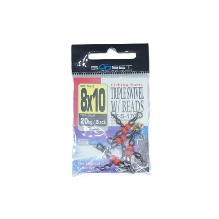 Emerillon Rotatif Mer Sunset Triple Swivel W / Beads St-S-1706 - Pack -  N°8X10