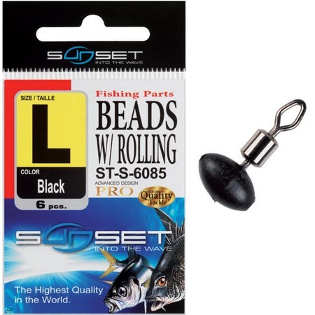 Emerillón Rotativo Mar Sunset Beads W / Rolling St-S-6085 - Paquete De 6