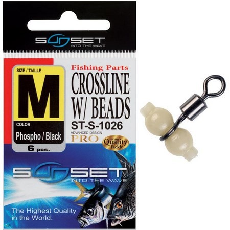 Emerillón Rotativo Mar Sunset Crossline W / Beads St-S-1026 - Paquete De 6