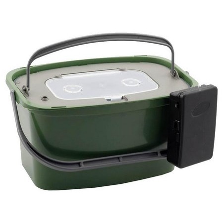 Emmer Voor Levend Aas Plastilys 7L Donkergroen + Viviermand + Ingebouwde Beluchter