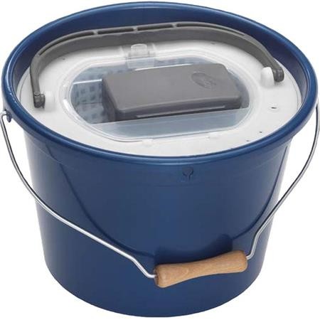 Emmer Voor Levend Aas Plastilys Rond Blauw + Leefnetmand + Ingebouwde Beluchter + Deksel