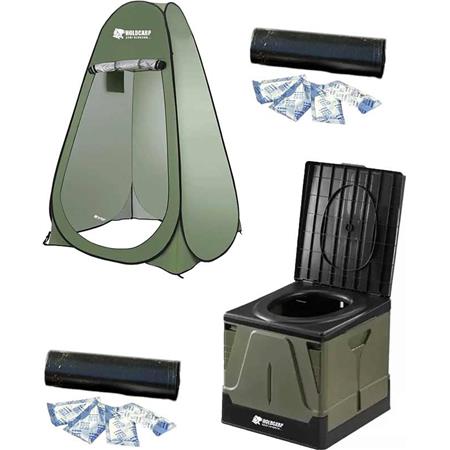 Ensemble Toilette + Tente Holdcarp Portable Toi Big + Toilet & Shower Tent + Toi Garbage Kit Big