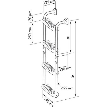 Escalera De Acero Inoxidable Plegable Con Brazos A 90° Plastimo Inox Plegable Ángulo 90°