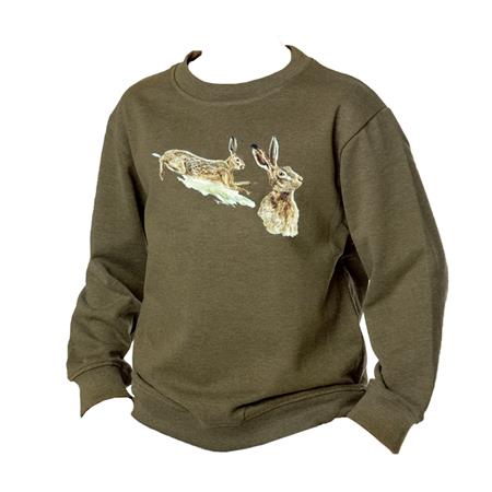 FELPA BAMBINO NATURE SERIGRAFIA - CACHI BARTAVEL THEME CHASSE T591 NATURE SERIGRAPHIE - KAKI