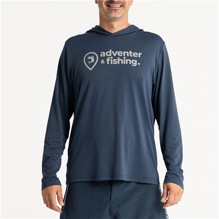 Felpa Uomo Adventer & Fishing Golon Anti Uv Con Cappuccio - Marino - Blu Marino