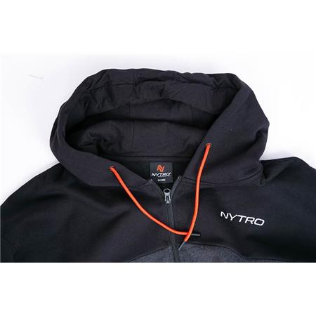 FELPA UOMO - BLACK/DARK MARL GREY RED NYTRO ZIPPED HOODY TRI-COLOR - BLACK/DARK MARL GREY RED