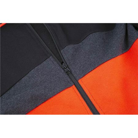 FELPA UOMO - BLACK/DARK MARL GREY RED NYTRO ZIPPED HOODY TRI-COLOR - BLACK/DARK MARL GREY RED