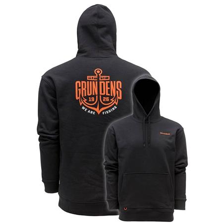 FELPA UOMO GRUNDÉNS HOODIE DISPLACEMENT HOODIE LOGO ANCHOR - NERO