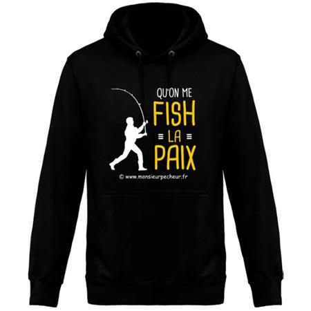 Felpa Uomo - Jet Black Monsieur Pêcheur Qu'on Me Fish La Paix - Jet Black