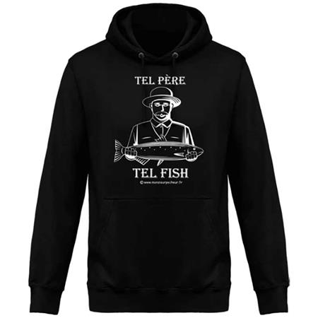 Felpa Uomo - Jet Black Monsieur Pêcheur Tel Père Tel Fish - Jet Black