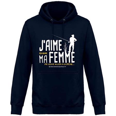 Felpa Uomo - New French Navy Monsieur Pêcheur J'aime Ma Femme - New French Navy