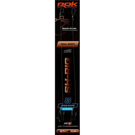 Fim De Linha Rok Fishing Sh Rig Wide Gape Barbless - Pack De 2