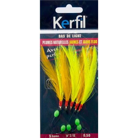 Fjermontering Kerfil Naturlige Fjer Gule/Hvide Med Perler