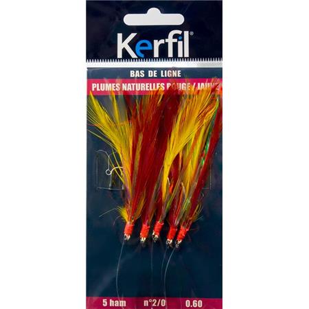 Fjersæt Kerfil Naturlige Fjer Rød/Gul Uden Perle
