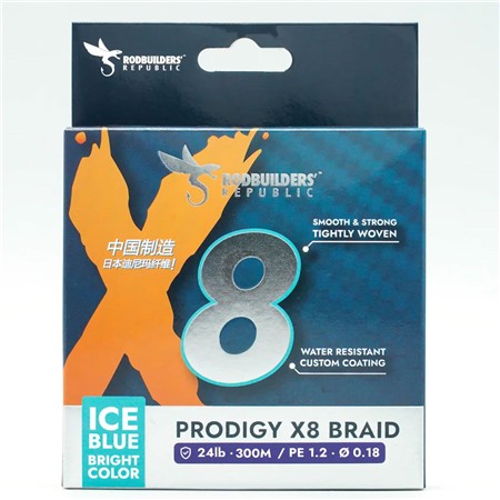 Flettet Line Rodbuilders Republic Prodigy X8 Braid - Isblå - 300M