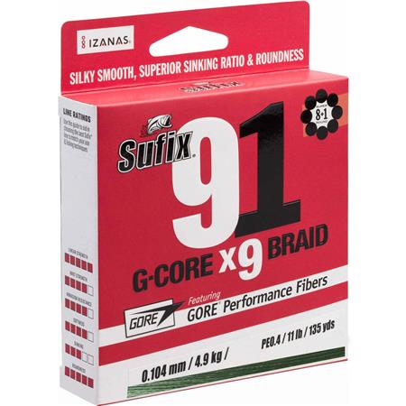 Flettet Line Sufix 91 G-Core Grøn Skrue
