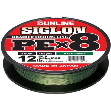 Flettet Line Sunline Siglon Braid Pe 8X Mørkegrøn - 150M