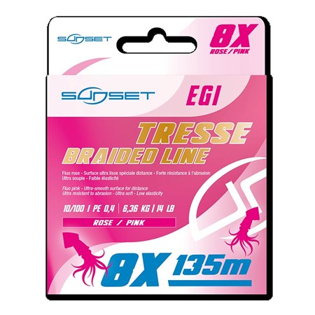 FLETTET LINE SUNSET 8X RS EGING - FLUORESCERENDE PINK - 135M