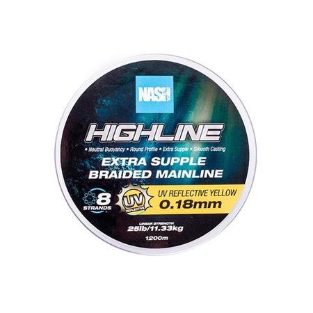 Geflochtene Angelschnur Nash Highline Floating Braid Uv Yellow